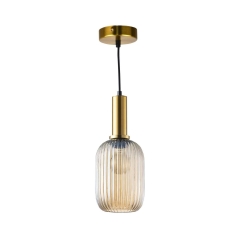 Lampa wisząca Suffolk złoto-bursztynowa E27 Polux