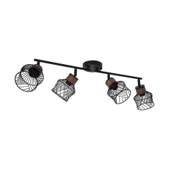 Listwa reflektorowa Kanel czarna z drewnem E27 Inspire