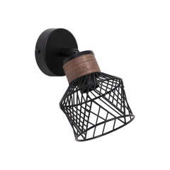 Reflektorek Kanel czarny z drewnem E27 Inspire