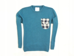 *N Humor Mens Sweater Cotton Pocket Blue L