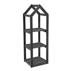 Półka na rośliny czarna drewniana Kwietnik Regał