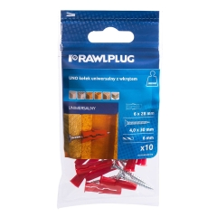 Rawlplug Kołek UNO uniwersalny 6x28mm z wkrętem 10 szt