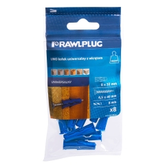 Rawlplug Kołek UNO uniwersalny 8x32mm z wkrętem 8 szt
