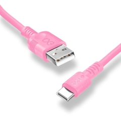 Kabel WHIPPY USB-USB C 0,9m jasny róż