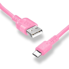 Kabel WHIPPY USB- m USB 2m jasny róż