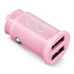 Ładowarka samochodowa CUTE 2xUSB jasny róż