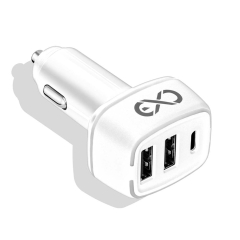 Ładowarka samochodowa LIGHT 2xUSB+PD 35W biała