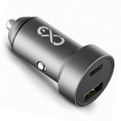 Ładowarka samochodowa ULTIMATE USB+PD 36W szara