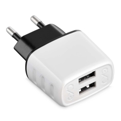 Ładowarka sieciowa CUTE 2xUSB biało-czarna