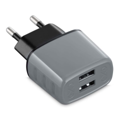 Ładowarka sieciowa CUTE 2xUSB szaro-czarna