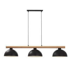TK Lighting Lampa wisząca OSLO czarna drewno 3xE27