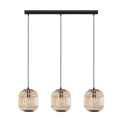 Eglo Lampa wisząca BORDESLEY drewno 3xE27