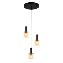 Italux Lampa wisząca SANTIA śr.12cm czarna 3xE27