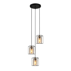 Italux Lampa wisząca KALULA śr.18cm plafon czarna 3xE27