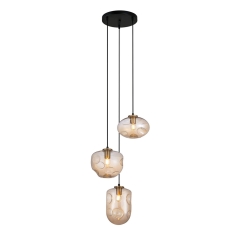 Italux Lampa wisząca HATELLA śr.22cm plafon mosiądz 3xE27