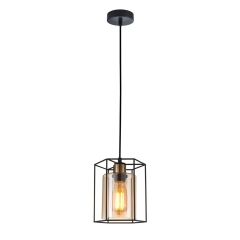 Italux Lampa wisząca KALULA śr.18cm czarna E27