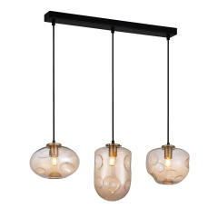 Italux Lampa wisząca HATELLA śr.22cm listwa mosiądz 3xE27