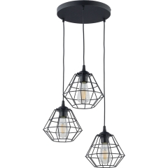 TK Lighting Lampa wisząca DIAMOND NEW koło czarna 3xE27