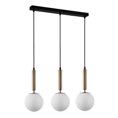 Italux Lampa wisząca RAVENA śr.15cm czarno-mosiężna 3xE27