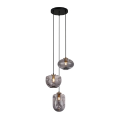 Italux Lampa wisząca HATELLA śr.22cm plafon mosiądz 3xE27