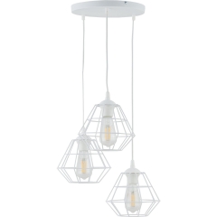 TK Lighting Lampa wisząca DIAMOND NEW koło biała 3xE27