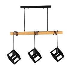 Polux Lampa wisząca SWEDEN WOOD drewno czarna 3xE27