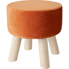 Stołek welurowy śr. 28,5 cm pomarańczowy
