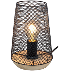 Metalowa lampa stołowa z drewnem loftowa 15x21 cm