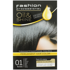 Trwałe farbowanie włosów Fashion Professional Oil & Shine, Czarny 01