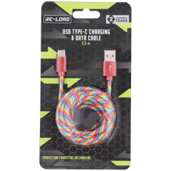 kabel USB typ C do transmisji danych i ładowania Re-load 2,5 metra różne warianty
