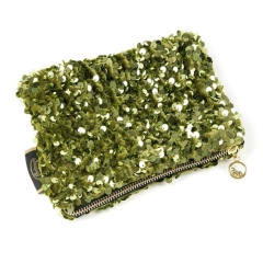 KOSMETYCZKA CEKINOWA POJEMNIK 15X14 JASNOZIELONA