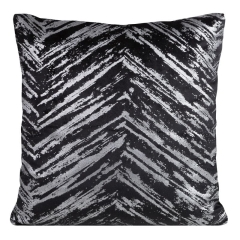 POSZEWKA WELUR VELVET KRESKI 40 X 40 CM CZARNA