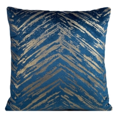 POSZEWKA WELUR VELVET KRESKI 40 X 40 CM GRANATOWA