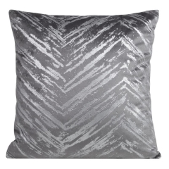 POSZEWKA WELUR VELVET KRESKI 40 X 40 CM SZARA
