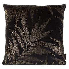 POSZEWKA WELUR VELVET LIŚCIE 45X45 CM CZARNA