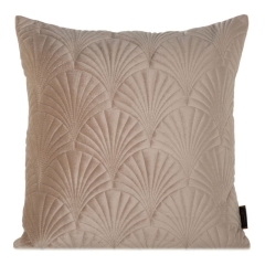 POSZEWKA LIŚCIE PALMY WELUR VELVET 45X45 BEŻOWA