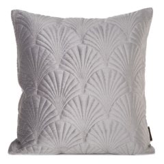 POSZEWKA LIŚCIE PALMY WELUR VELVET 45X45 SREBRNA