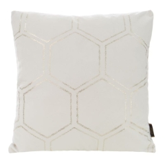 POSZEWKA PLASTRY MIODU WELUR VELVET 45X45 CM BIAŁA