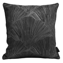 POSZEWKA W LIŚCIE WELUR VELVET 40 X 40 CM CZARNA