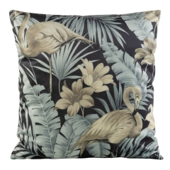 POSZEWKA WELUR VELVET KWIATY LIŚCIE 45X45 CZARNA