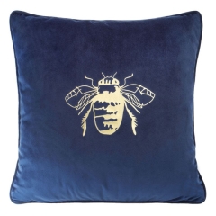 POSZEWKA PSZCZOŁA WELUR VELVET 45X45 CM GRANATOWA