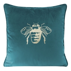 POSZEWKA PSZCZOŁA WELUR VELVET 45X45 CM TURKUSOWA
