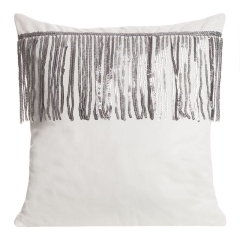 POSZEWKA Z FRĘDZLAMI WELUR VELVET 45X45 CM BIAŁA