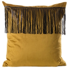 POSZEWKA Z FRĘDZLAMI WELUR VELVET 45X45 CM ZŁOTA