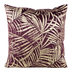 POSZEWKA PALMY LIŚCIE WELUR VELVET 45X45 FIOLETOWA