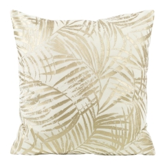 POSZEWKA PALMY LIŚCIE WELUR VELVET 45X45 KREMOWA