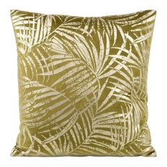 POSZEWKA PALMY LIŚCIE WELUR VELVET 45X45 OLIWKOWA