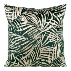 POSZEWKA PALMY LIŚCIE WELUR VELVET 45X45 ZIELONA
