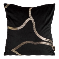 POSZEWKA WELUR VELVET WE WZORY 45X45 CM CZARNA