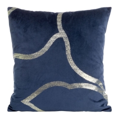 POSZEWKA WELUR VELVET WE WZORY 45X45 CM GRANATOWA